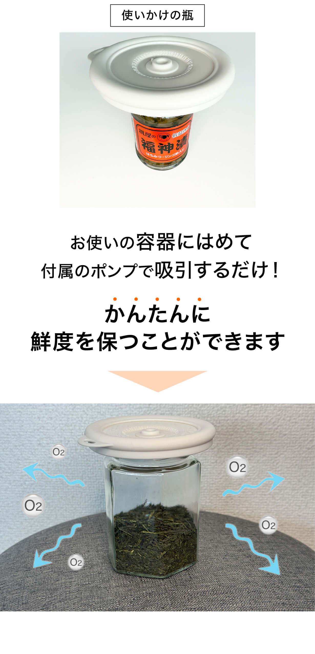 フタ かんたんに鮮度を保つ